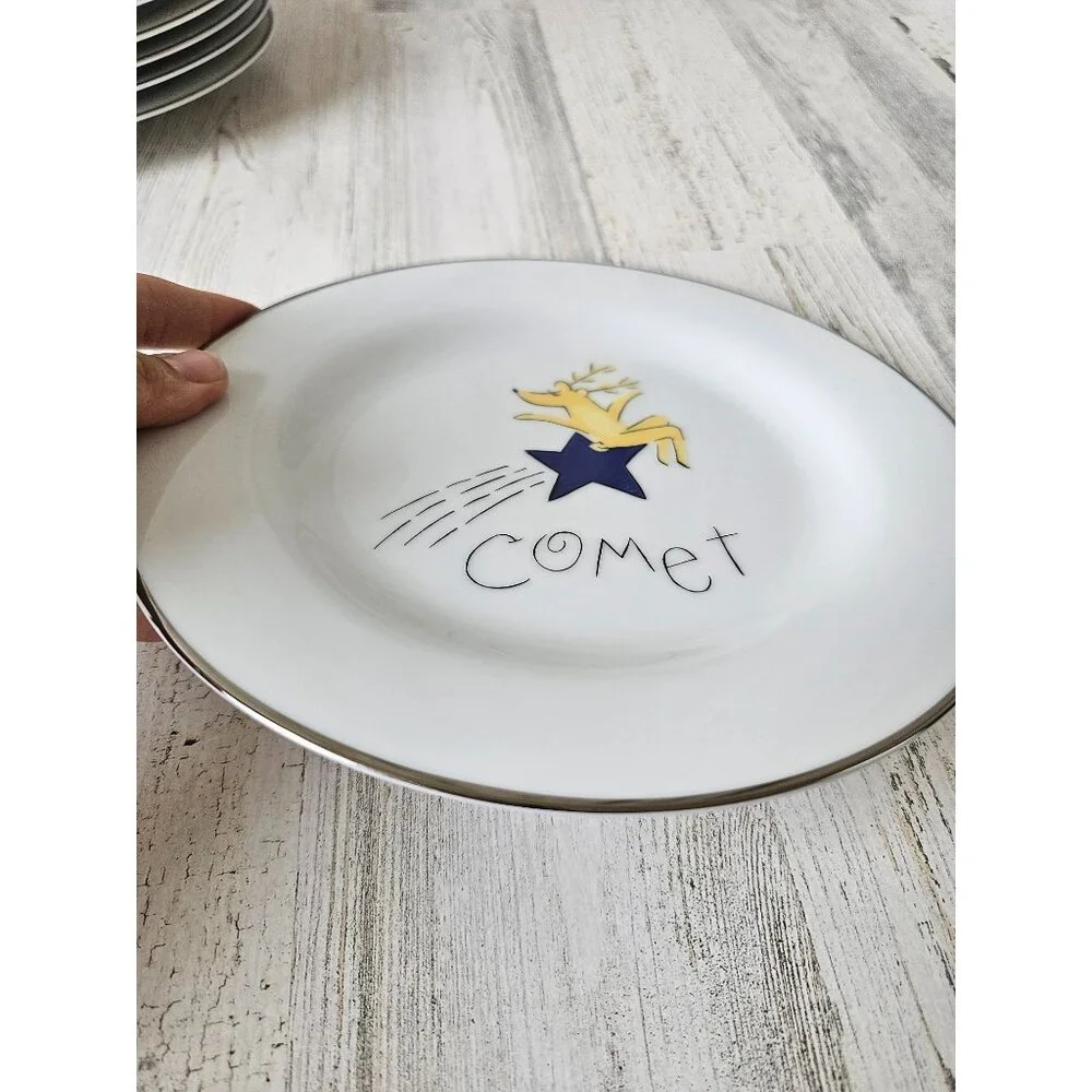 Pottery Barn‎ comet star reindeer salad plate 8.5